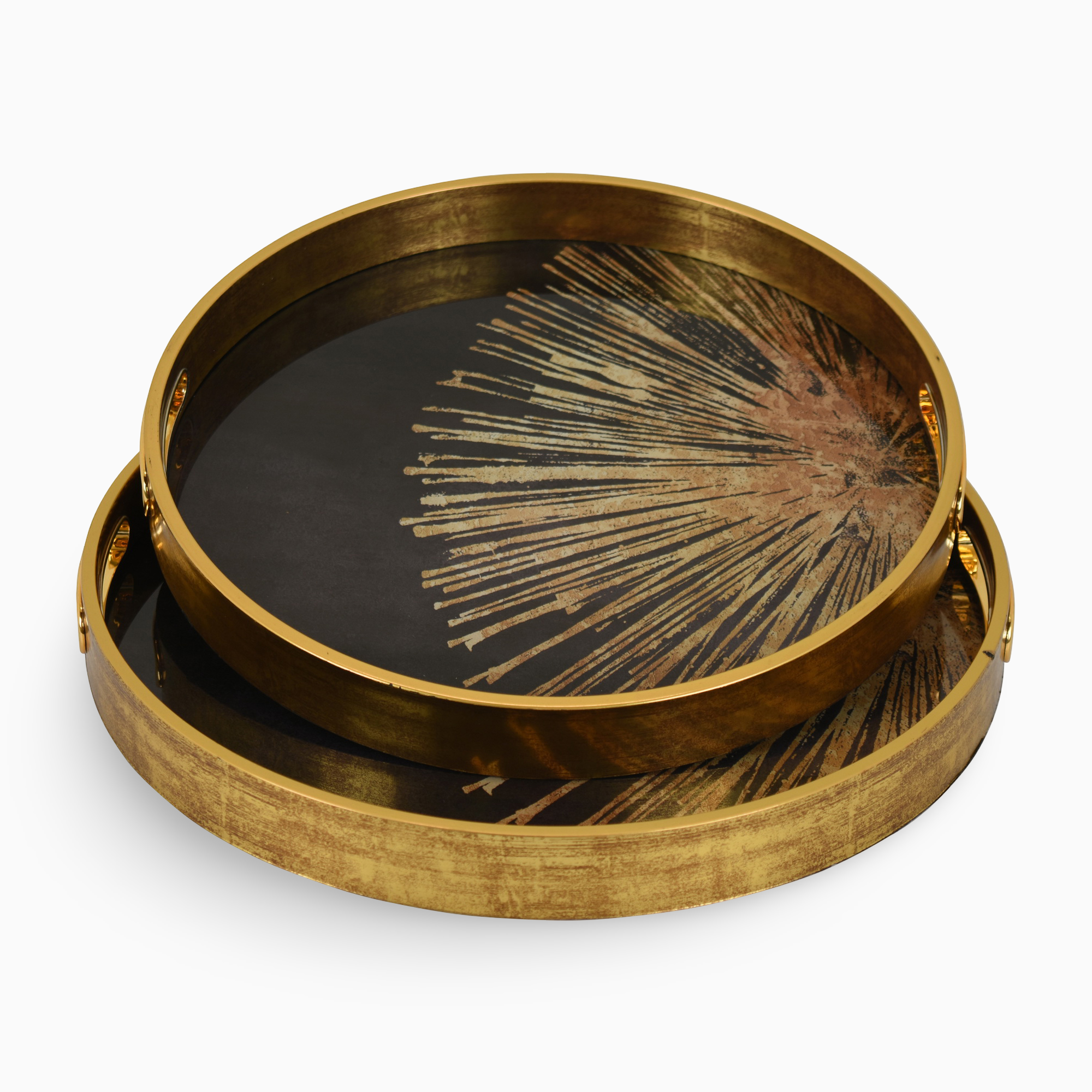 Charola redonda dorado/ negro