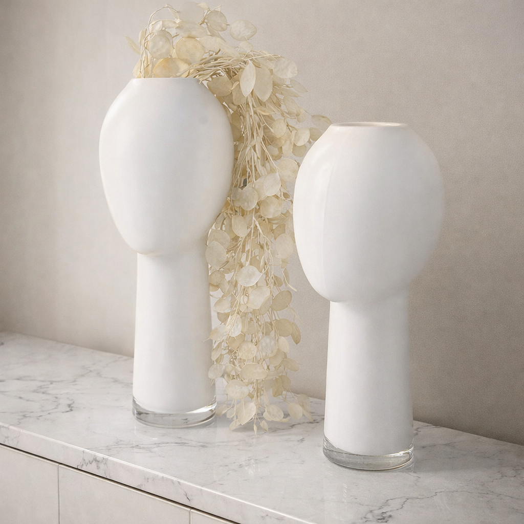 Florero de Cristal Cara color blanco tamaño Grande