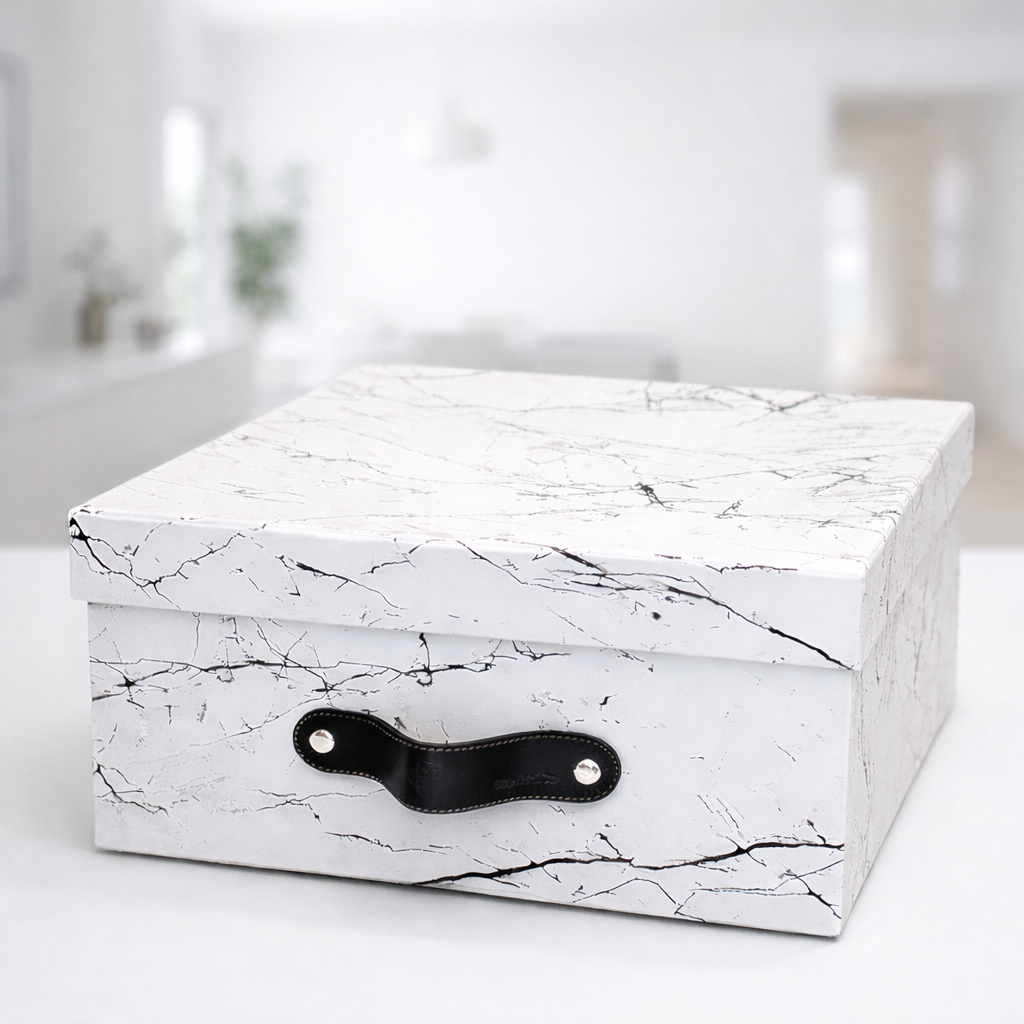 Caja  Organizadora en papel Marmol Blanco