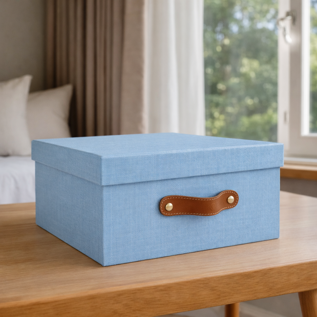 Caja  en Azul Lino Claro
