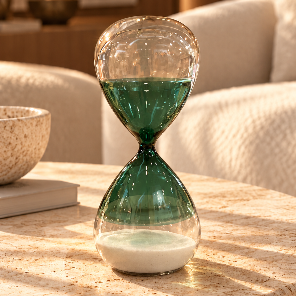 Reloj de arena de cristal en color Verde