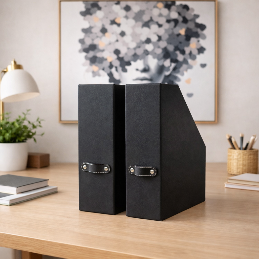 Revistero premium para oficinas elegantes en Color Negro