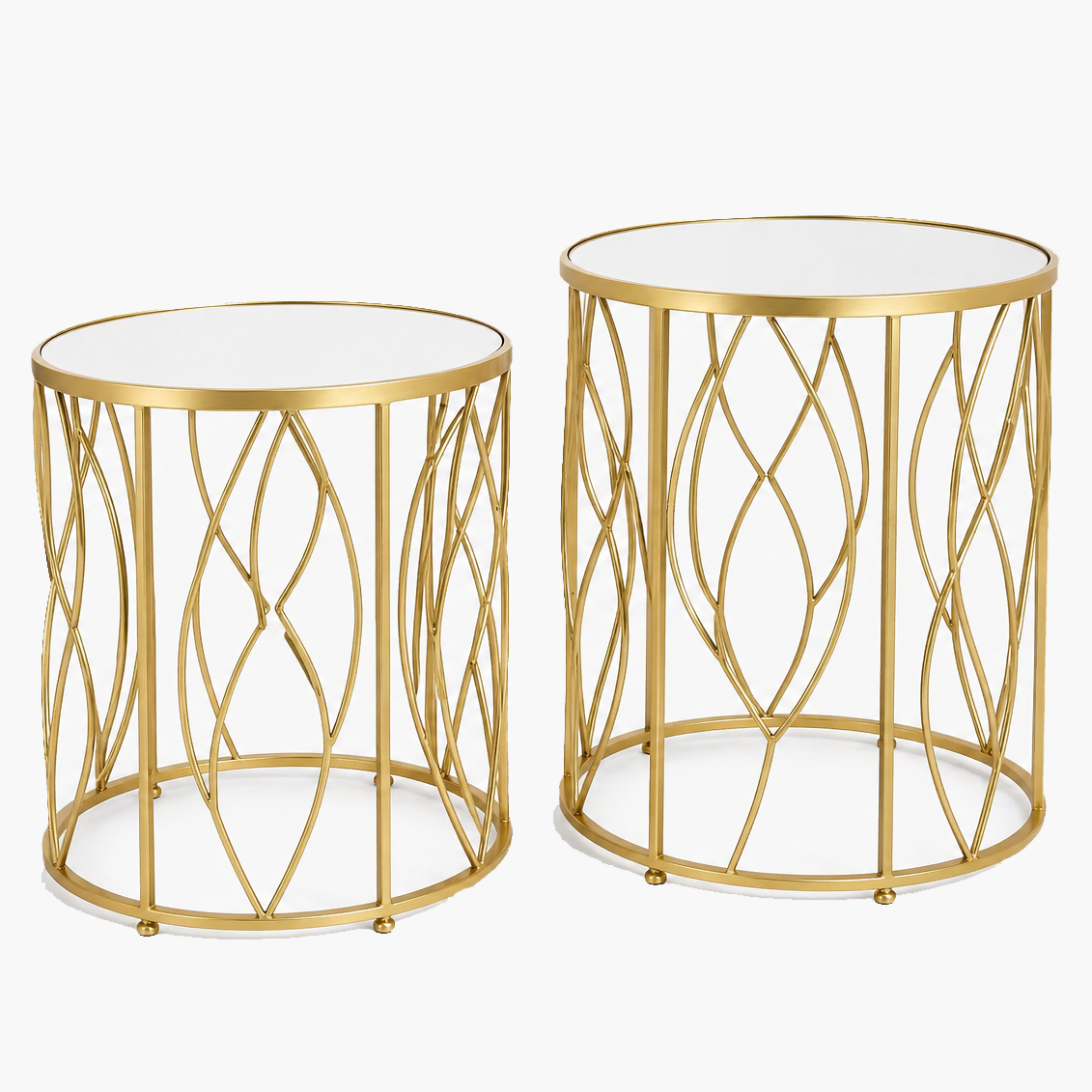 Set de 2 Mesas redondas en Metal color Dorado