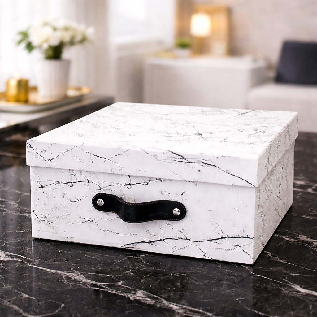 Caja organizadora premium Marmol Blanco
