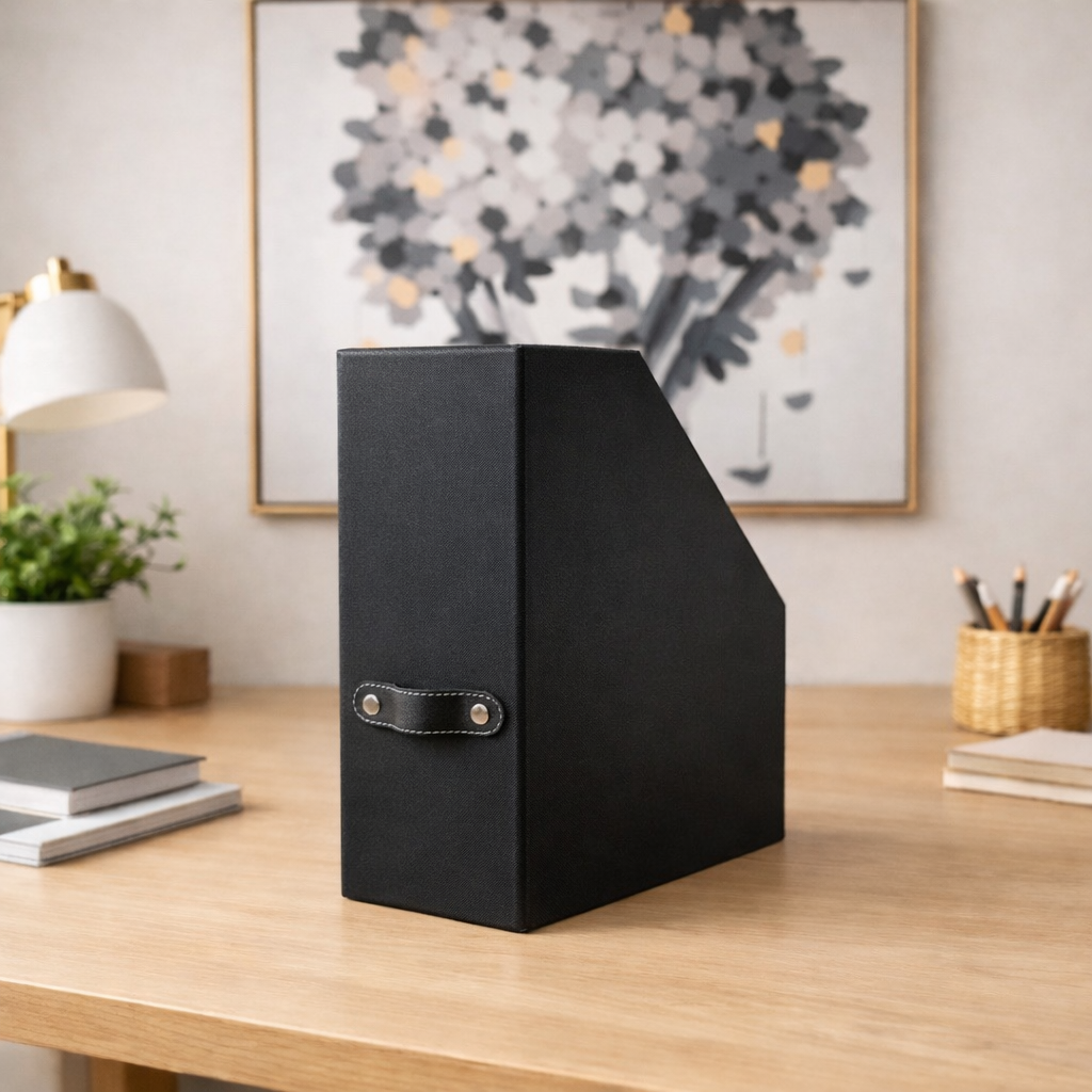 Revistero premium para oficinas elegantes en Color Negro