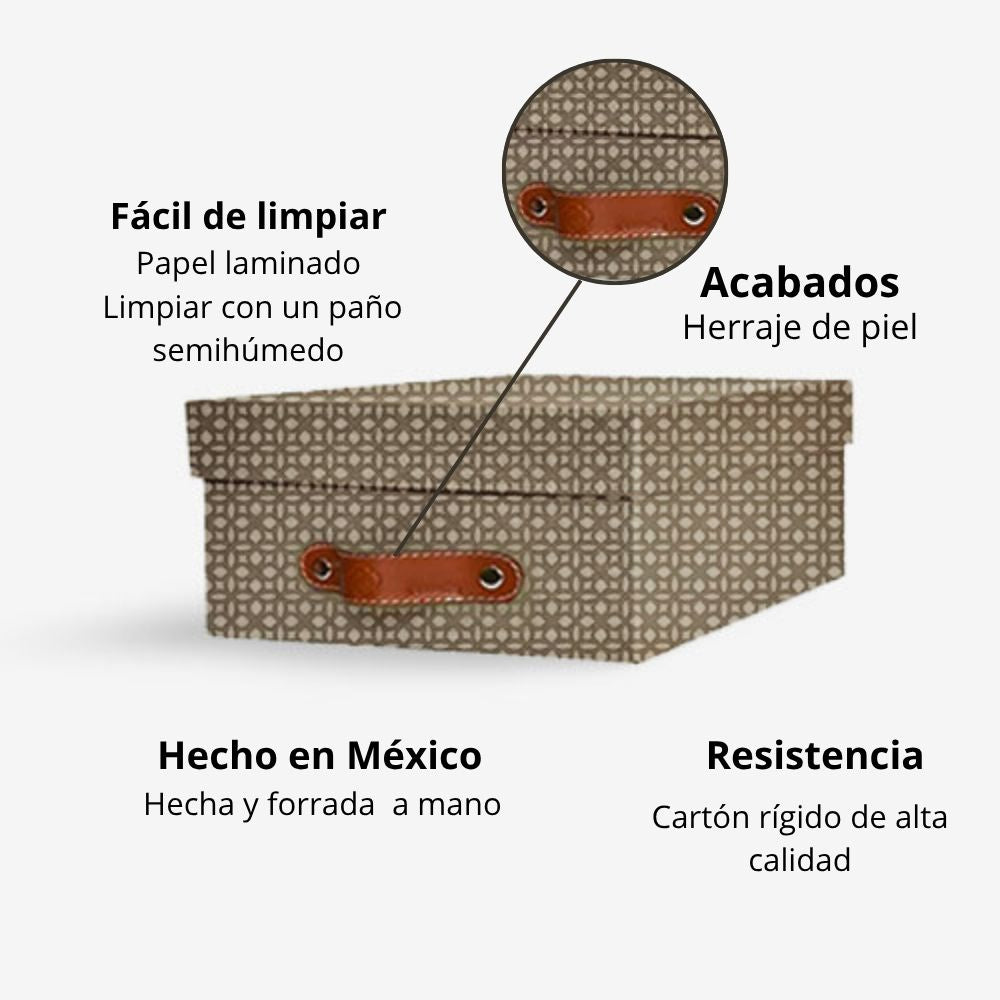 Caja organizadora para closet Monograma Arena Lino