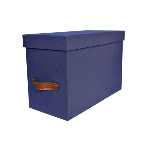 archivero colgante azul en una oficina