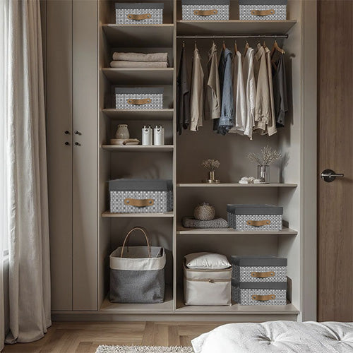 Caja organizadora para closet Monograma Gris