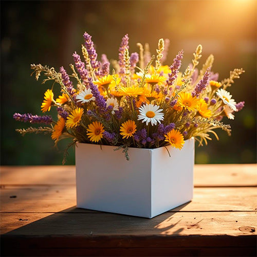 Caja para Flores Cuadrado Blanco