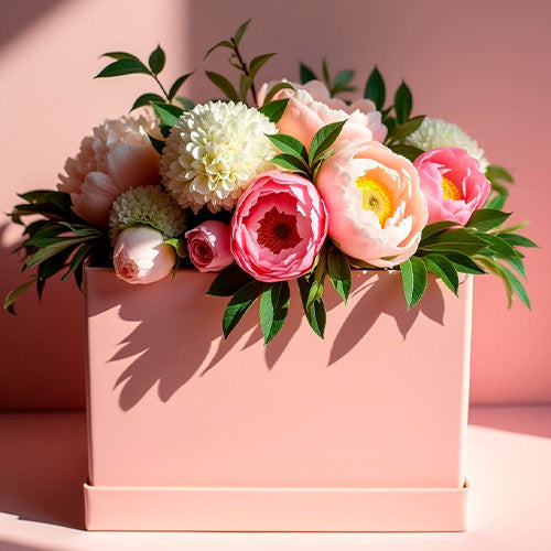 Caja para Flores Cuadrado Rosa