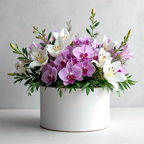 Caja para Flores Redonda Blanco