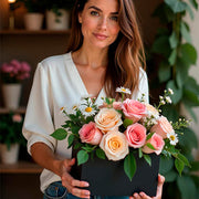 Caja para Flores Cuadrado Negro