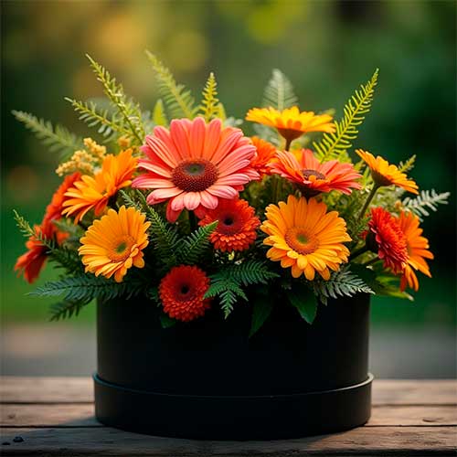 Caja para Flores Redonda Negro