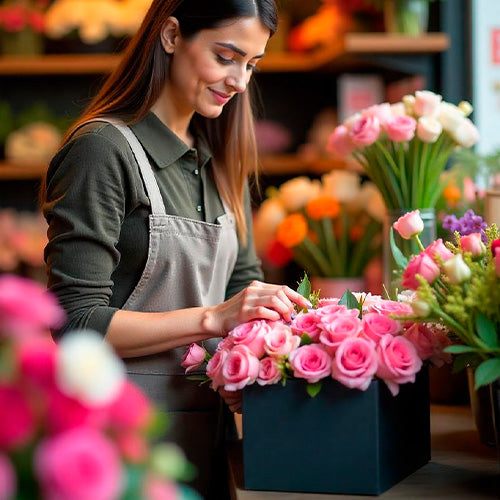Caja para Flores Cuadrado Negro