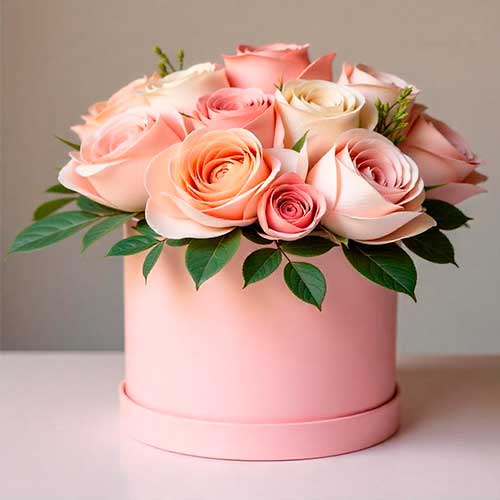 Caja para Flores Redonda Rosa