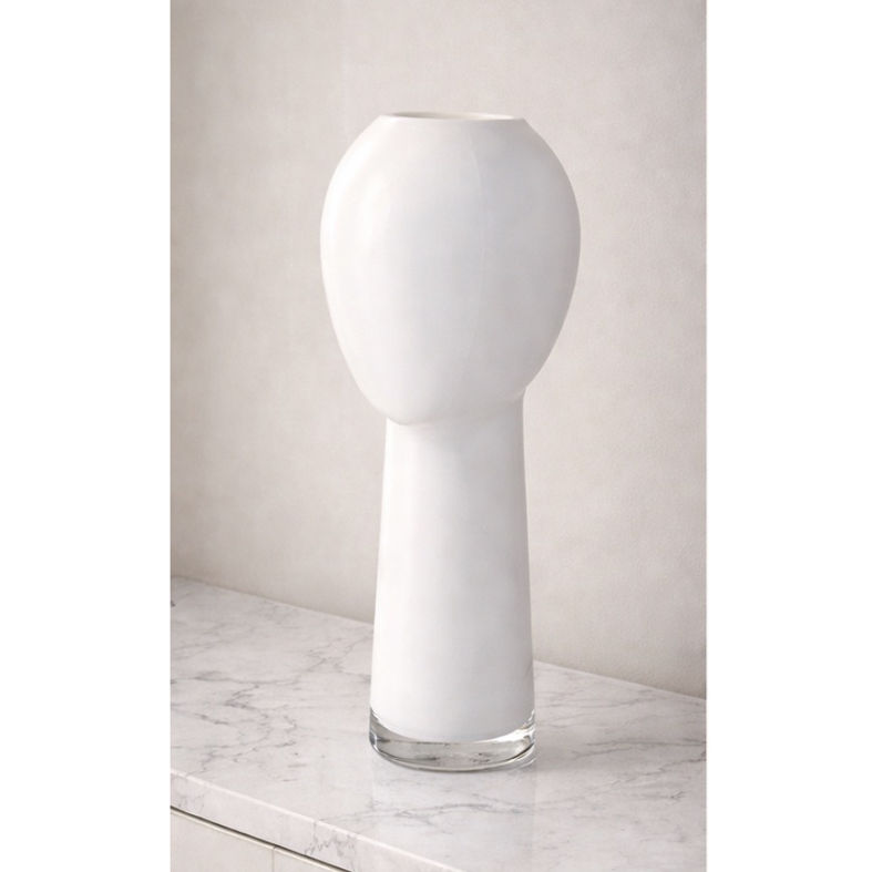 Florero de Cristal Cara color blanco tamaño mediano