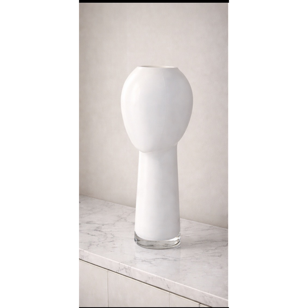 Florero de Cristal Cara color blanco tamaño Grande