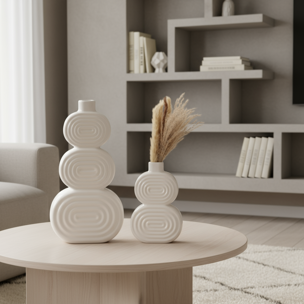 Jarrón con círculos apilados