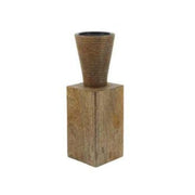 Portavelas de Madera – Base Rectangular Natural