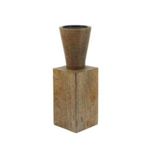 Portavelas de Madera – Base Rectangular Natural