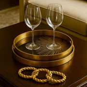 Charola redonda dorado/ negro