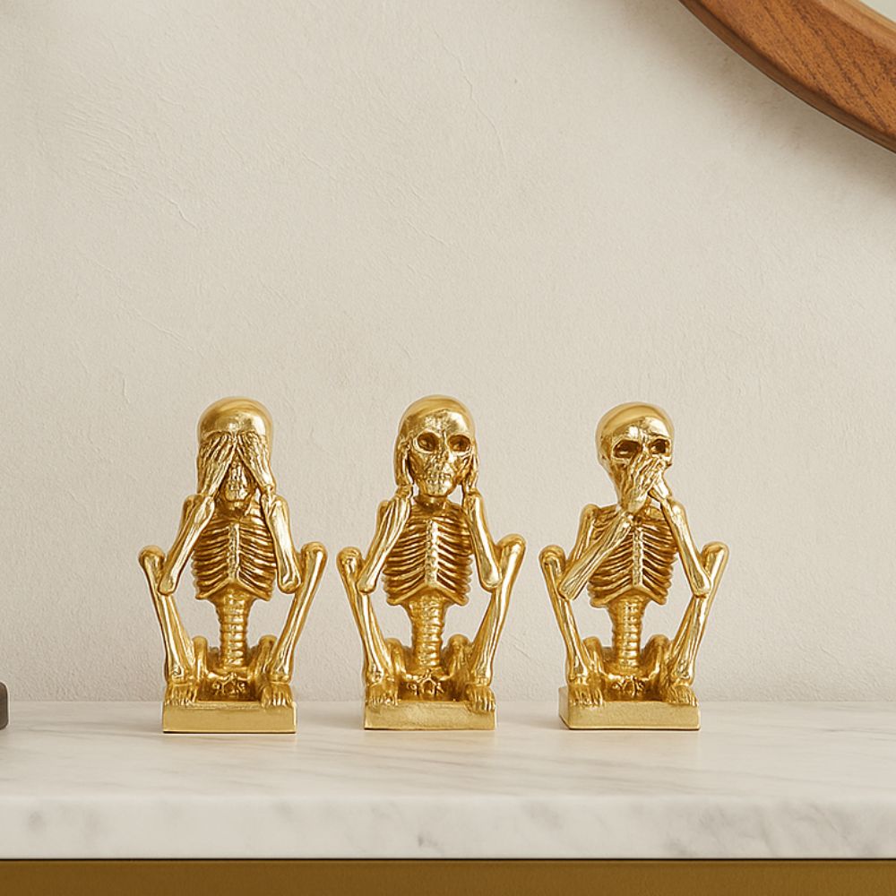 Set de 3 esqueletos dorados